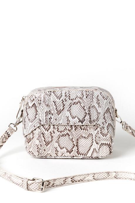Francesca's Jackie Snakeskin Crossbody - White