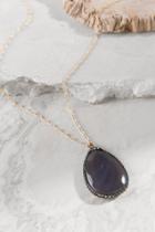 Francesca's Luxe Collection Sliced Agate With Pav Necklace - Gray