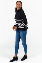 Francesca's Kaden Turtleneck Sweater - Black/white