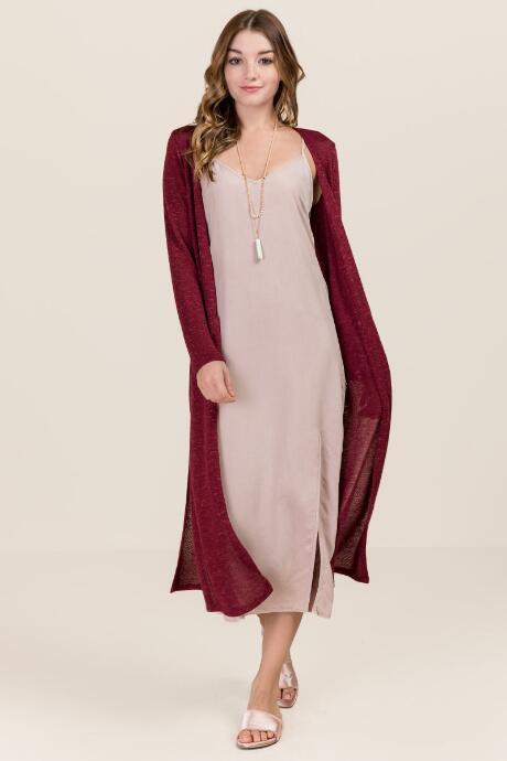 Francesca's Olivia Knit Duster - Wine