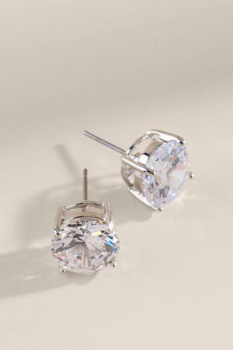 Francesca's Juniper Cz Stud Earrings In Silver - Crystal