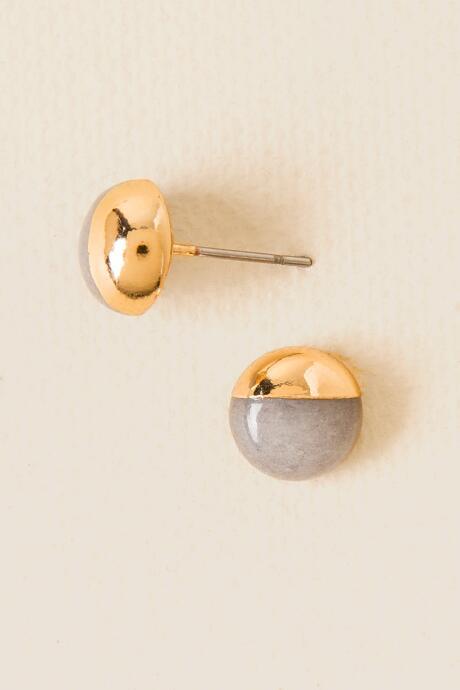 Francesca's Masika Agate Stud - Gray