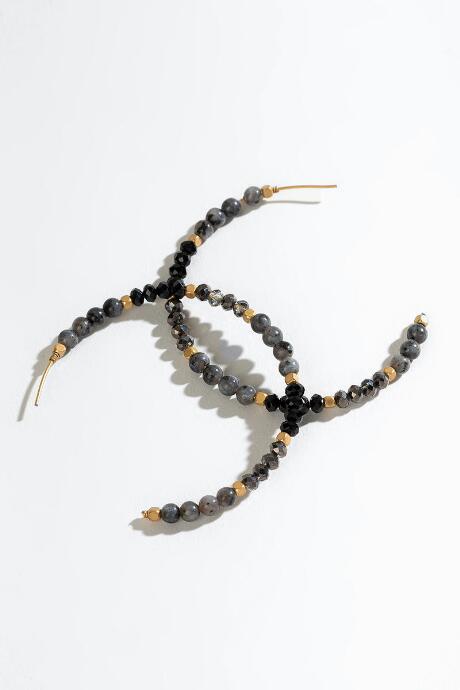 Francesca's Anastasia Semi-precious Hoops - Gray