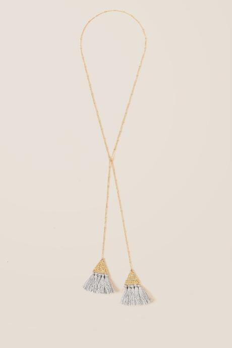 Francesca Inchess Tegan Fringe Wrap Necklace In Gray - Gray