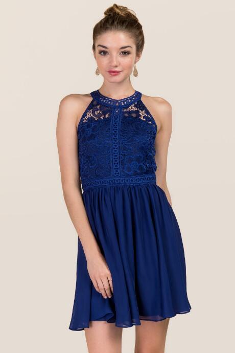 Francesca's Ariana Crochet Dress - Navy