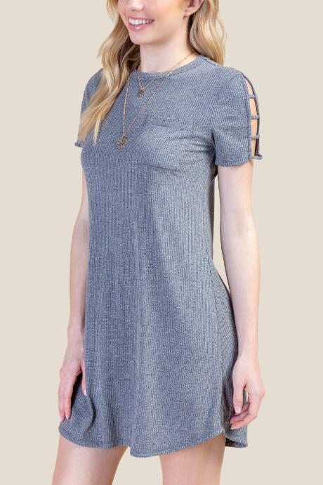 Francesca's Jenna Front Pocket T-shirt Dress - Black