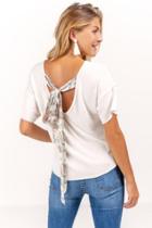 Francesca's Hadley Scarf Back Tee - Ivory