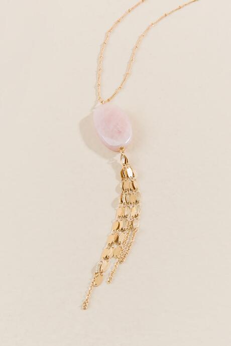Francesca's Dalina Pale Pink Stone Pendant - Pale Pink