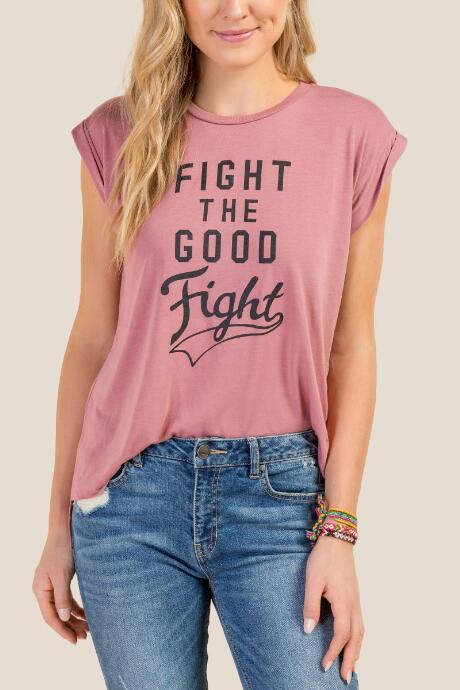 Francesca Inchess Half United Fight The Good Fight Graphic Tee - Mauve