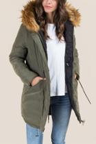 Francesca's Elena Faux Fur Hood Reversible Jacket - Black