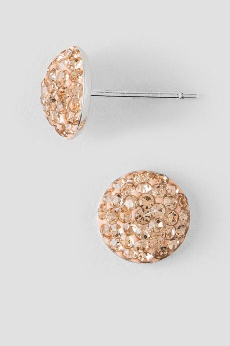 Francesca's Joni Silver Plated Pav Stud Earrings In Peach - Peach