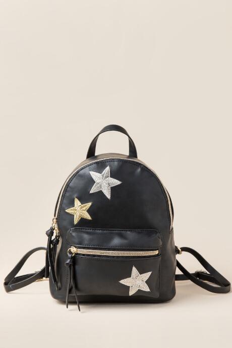 Francesca's Ally Metallic Star Mini Backpack - Black