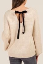 Francesca's Audrey Bow Back Sweater - Taupe