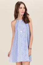 Blue Rain Sage Lattice Shift Dress - Oxford Blue