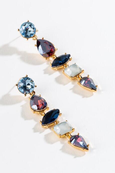 Francesca's Gina Multi Linear Earrings - Blue