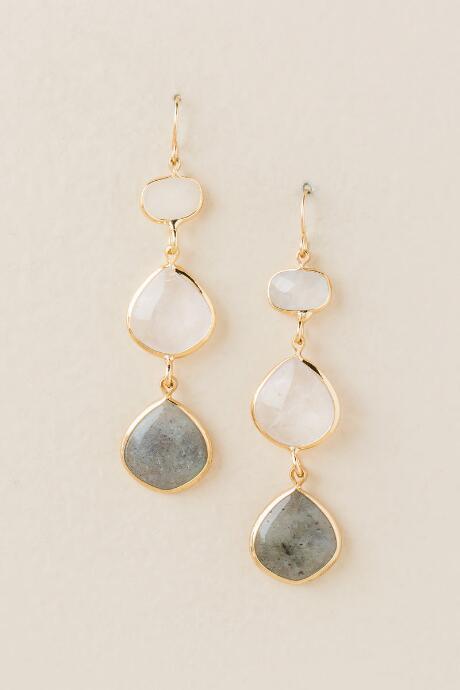 Francesca's Liona Stone Drop Earring - Gray