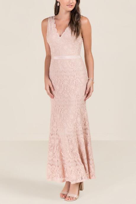 Francesca Inchess Charlotte Lace Mermaid Bridesmaid Dress - Blush