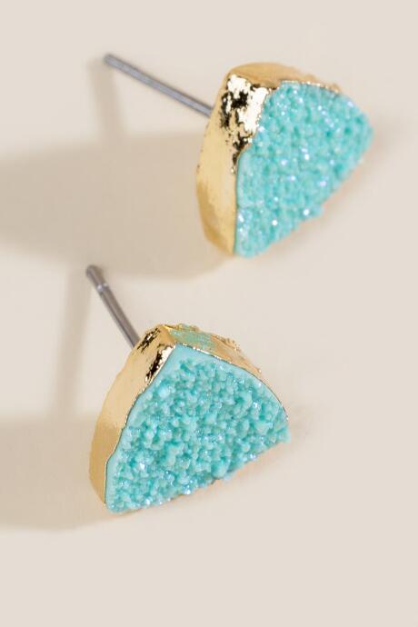 Francesca's Candice Druzy Triangle Studs - Mint