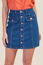 Francesca Inchess Kerry Button Front Denim Mini Skirt - Dark