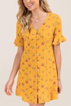 Francesca Inchess Margaery Button Down Floral Dress - Marigold