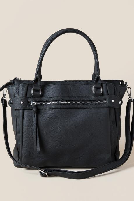 Francescas Brooklynn Zip Satchel - Black
