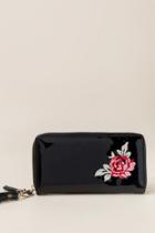 Francesca's Adaeze Rose Embroidered Wallet - Black