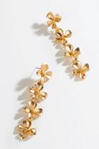 Francesca's Alexa Satin Floral Linear Earrings - Gold