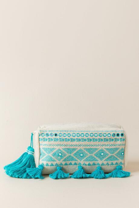 Francescas Leilani Tassel Cosmetic Pouch - Turquoise