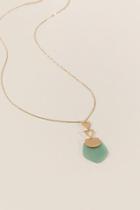 Francesca's Aliza Stone Pendant Necklace In Amazonite - Mint