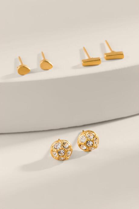 Francesca's Anna Metal Stud Earring Set - Gold