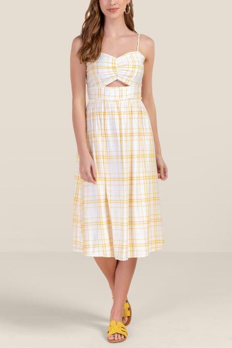 Francesca's Marla Plaid Midi Dress - Sunshine