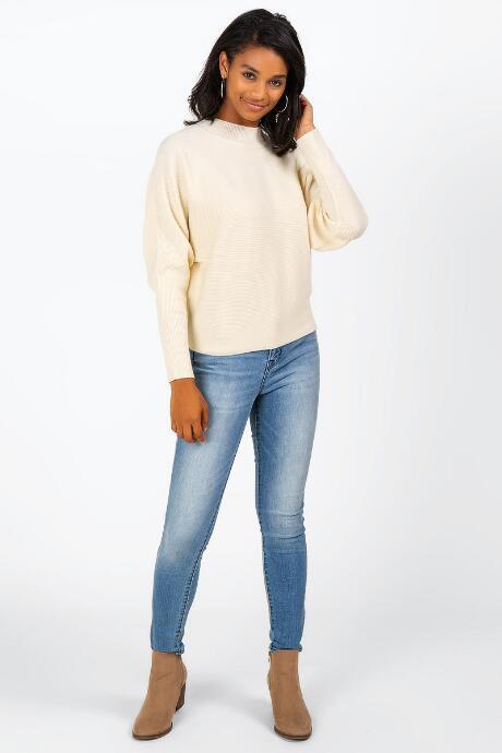 Francesca's Farahn Mock Neck Sweater - Ivory