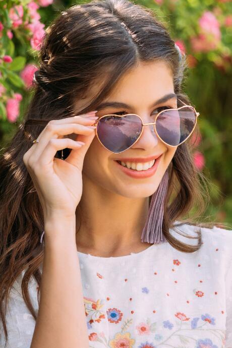Francesca's Elsa Heart Shaped Sunglasses - Gold