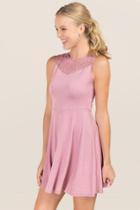 Alya Noely Lace Neck Cupro A-line Dress - Rose