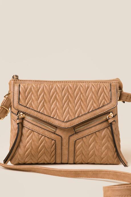 Francesca's Susan Vegan Leather Crossbody - Brown