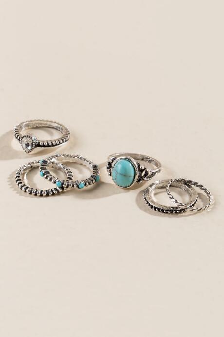 Francesca Inchess Arwen Turquoise Ring Set - Silver