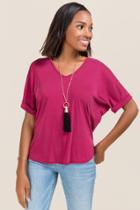 Blue Rain Addie Solid Blouse - Burgundy