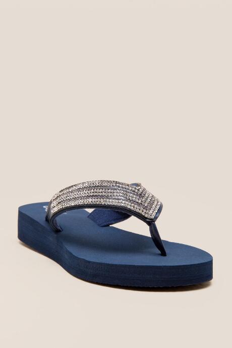 Francesca Inchess Sally Rhinestone Flip Flop Sandal - Navy