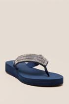 Francesca Inchess Sally Rhinestone Flip Flop Sandal - Navy