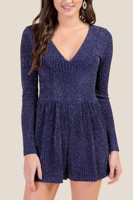 Francesca's Spencer Shimmer And Shine Romper - Navy