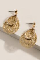 Francesca's Adeline Filigree Stamped Earrings - Gold