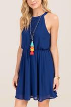 Francesca Inchess Caity High Neck A-line Dress - Navy