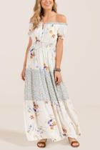 Francesca Inchess Ofelia Smoked Off The Shoulder Maxi Dress - Heather Oat