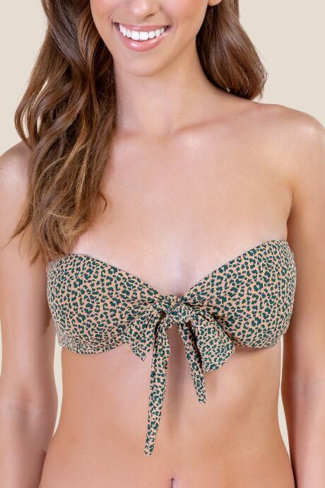 Francesca's Katrina Tie Front Swimsuit Top - Taupe
