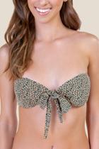 Francesca's Katrina Tie Front Swimsuit Top - Taupe