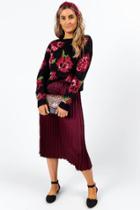 Francesca's Odessa Rose Sweater - Black