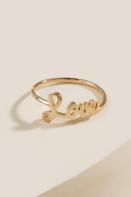 Francesca's Mallory Love Script Ring - Gold