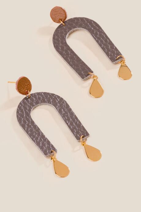 Francesca's Sally Mixed Media Statement Earrings - Gray