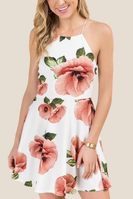 Francesca Inchess Luciana Floral Printed A-line Dress - Ivory