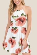 Francesca Inchess Luciana Floral Printed A-line Dress - Ivory